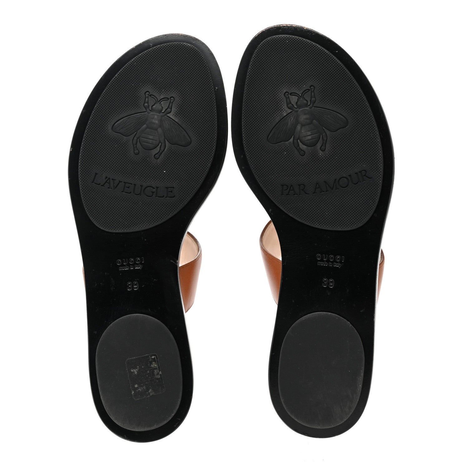 Gucci Calfskin GG Marmont Thong Sandals 39 Cognac 5 of 8