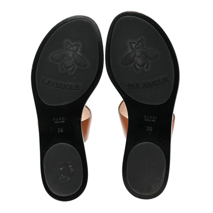 Gucci Calfskin GG Marmont Thong Sandals 39 Cognac 5 of 8