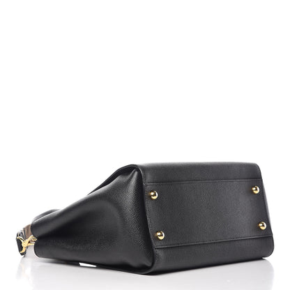 Burberry Soft Grain Calfskin Medium Buckle Tote Black 5 of 16