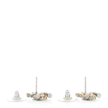 Chanel Crystal Pearl Twisted CC Earrings Silver 4 of 4