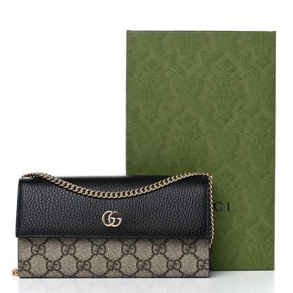 Gucci Dollar Calfskin GG Supreme Monogram Petite GG Marmont Wallet Chain Bag Black Beige Ebony 11 of 11