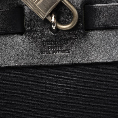 Hermes Toile Vache Calfskin Herbag 30 PM Black Natural 7 of 14