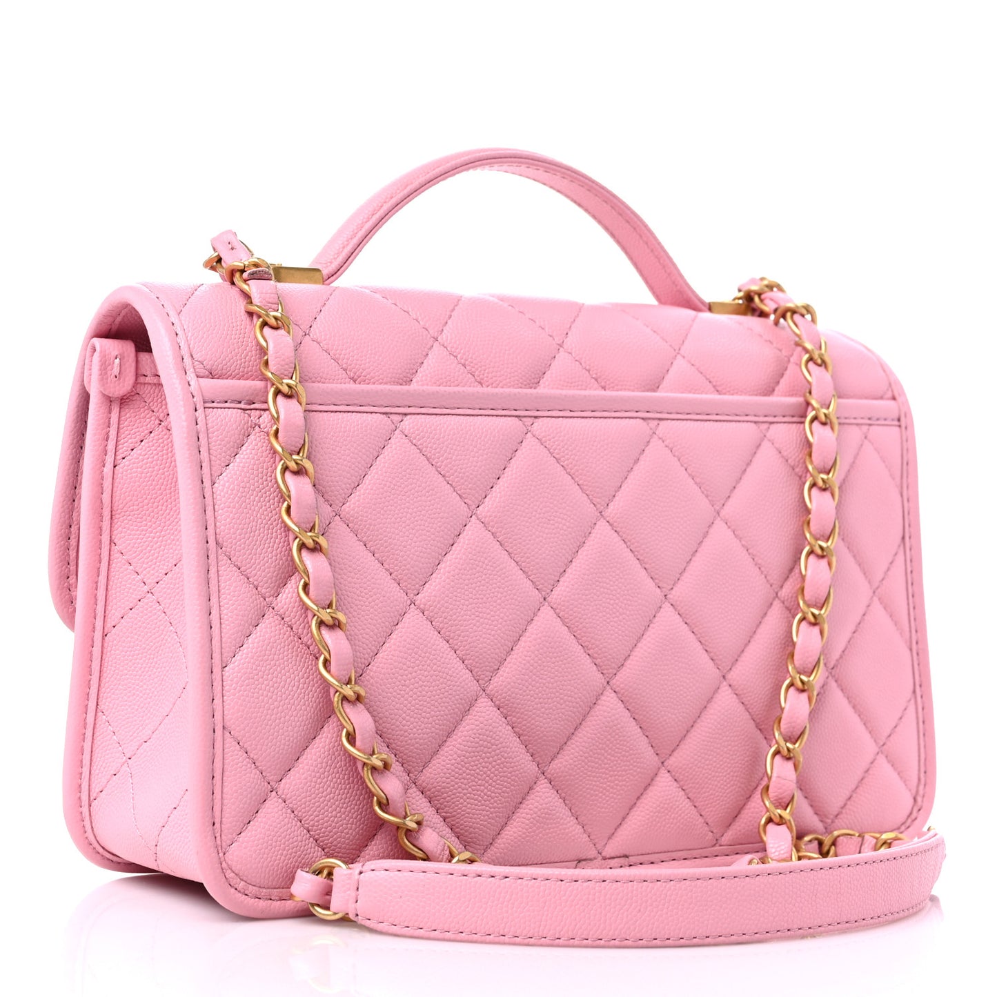Caviar Quilted School Memory Small Top Handle Flap Pink