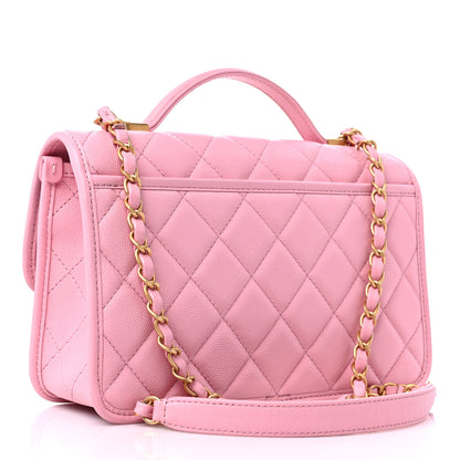 Chanel Caviar Quilted School Memory Small Top Handle Flap Pink 3 of 9