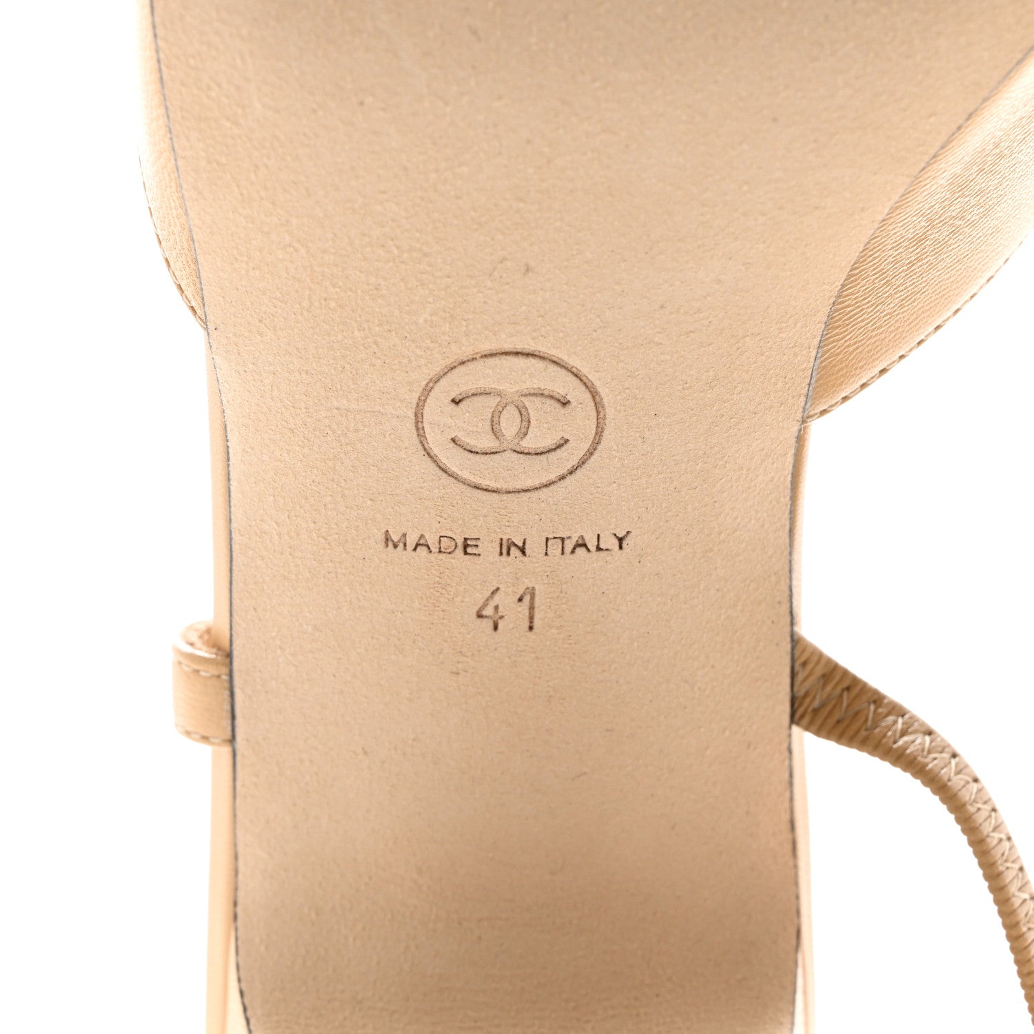 Chanel Goatskin Grosgrain Cap Toe CC Slingback Pumps 41 Beige Black 6 of 9