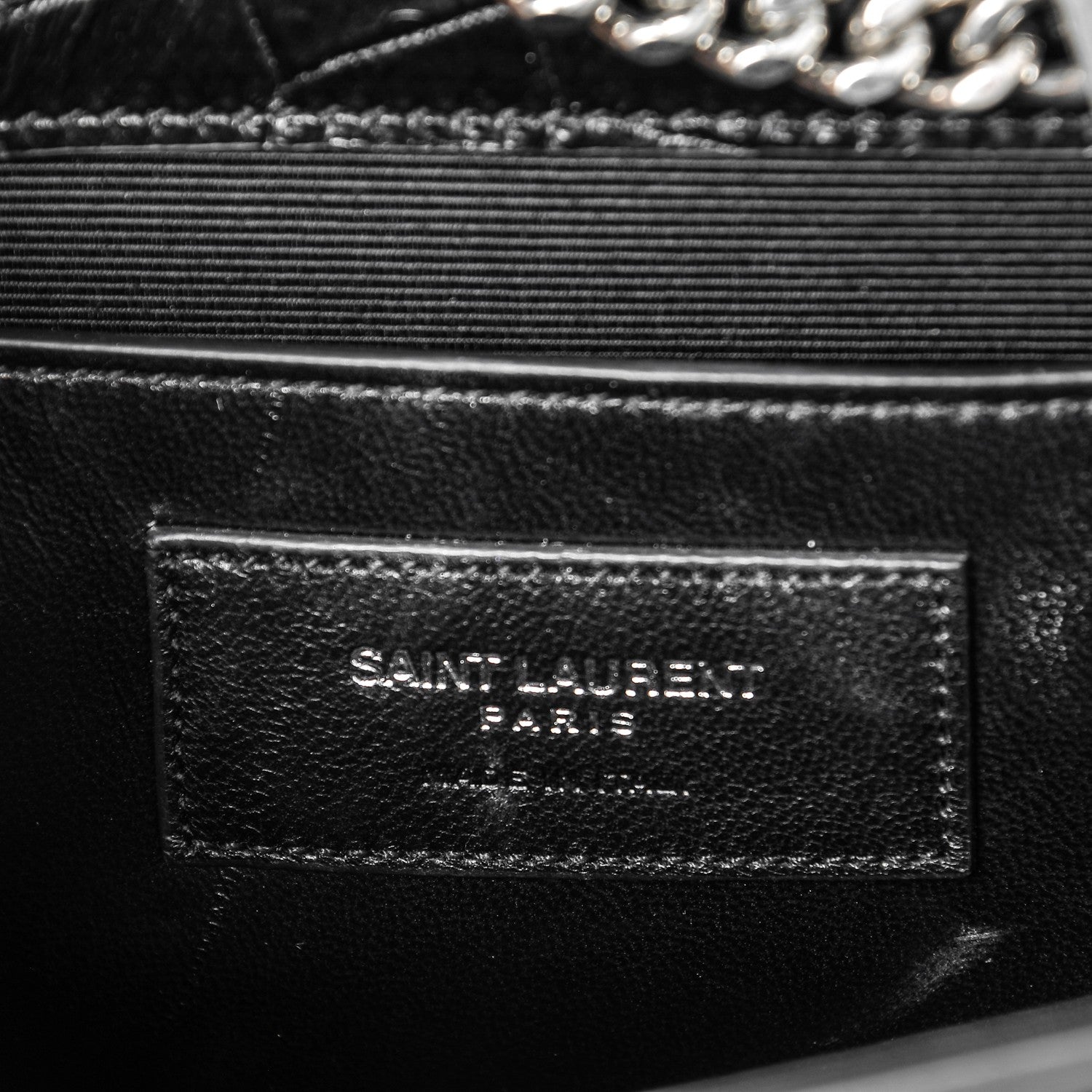 Saint Laurent Calfskin Crocodile Embossed Medium Classic Monogram Kate Tassel Satchel Black 6 of 6