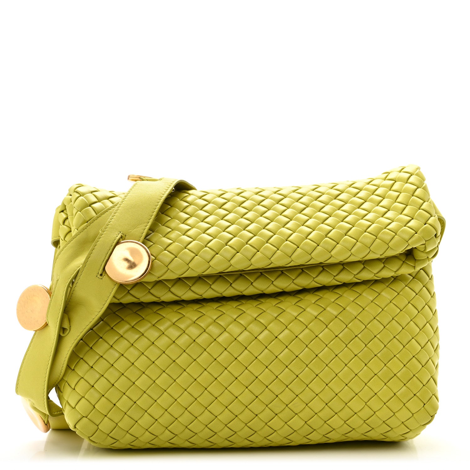 Bottega Veneta Nappa Intrecciato The Fold Crossbody Kiwi 1 of 13