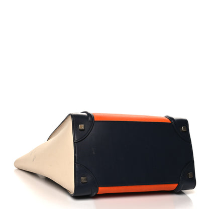 Celine Elephant Calfskin Mini Tri-Color Luggage Bright Orange 4 of 10