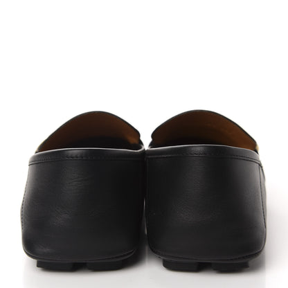 Gucci Velvety Calfskin Web Mens Noel Driver Loafers 8.5 Black 5 of 10