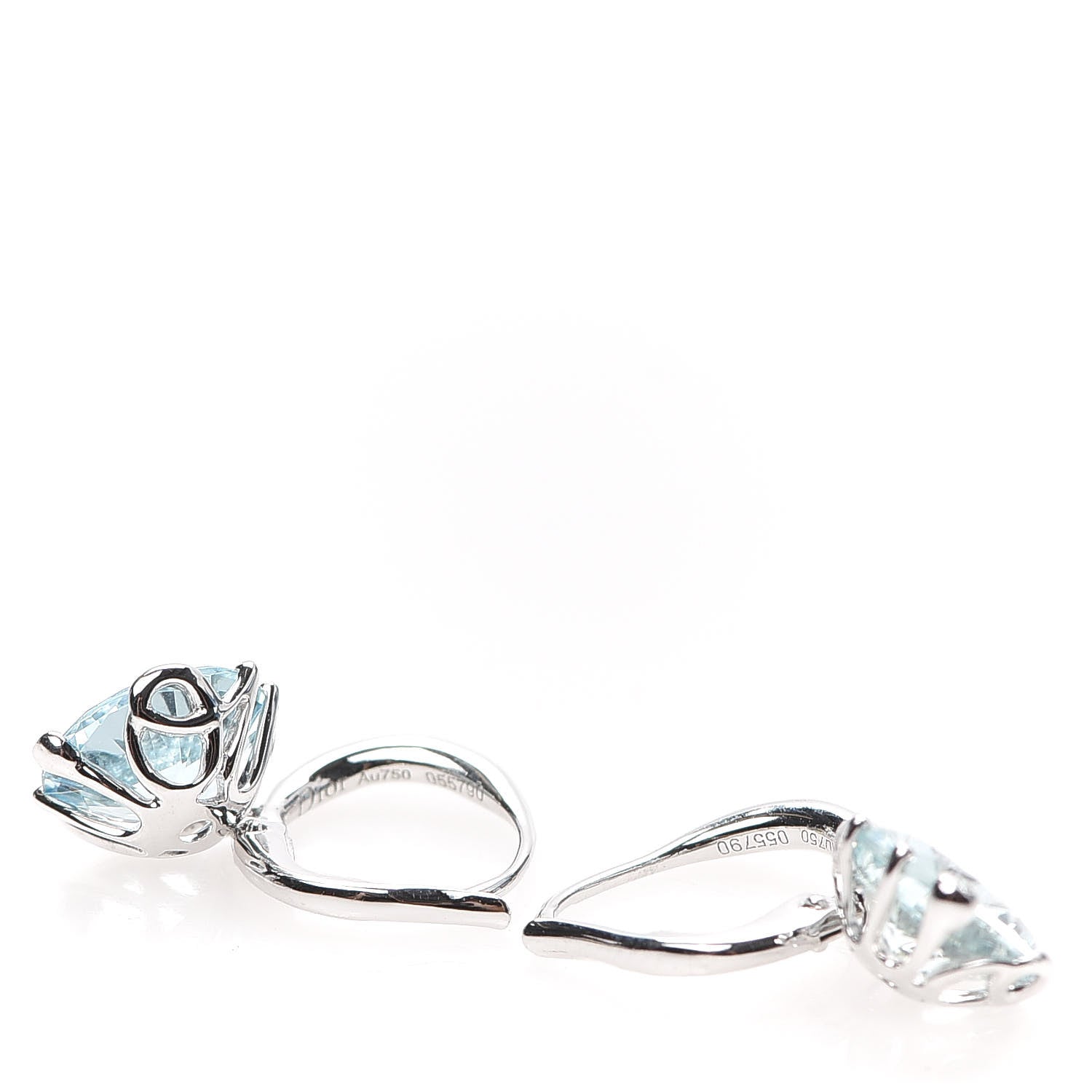 Christian Dior 18K White Gold Diamond Aquamarine Oui Drop Earrings 3 of 6