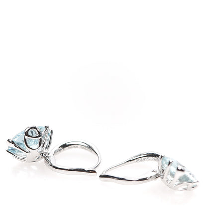 Christian Dior 18K White Gold Diamond Aquamarine Oui Drop Earrings 3 of 6