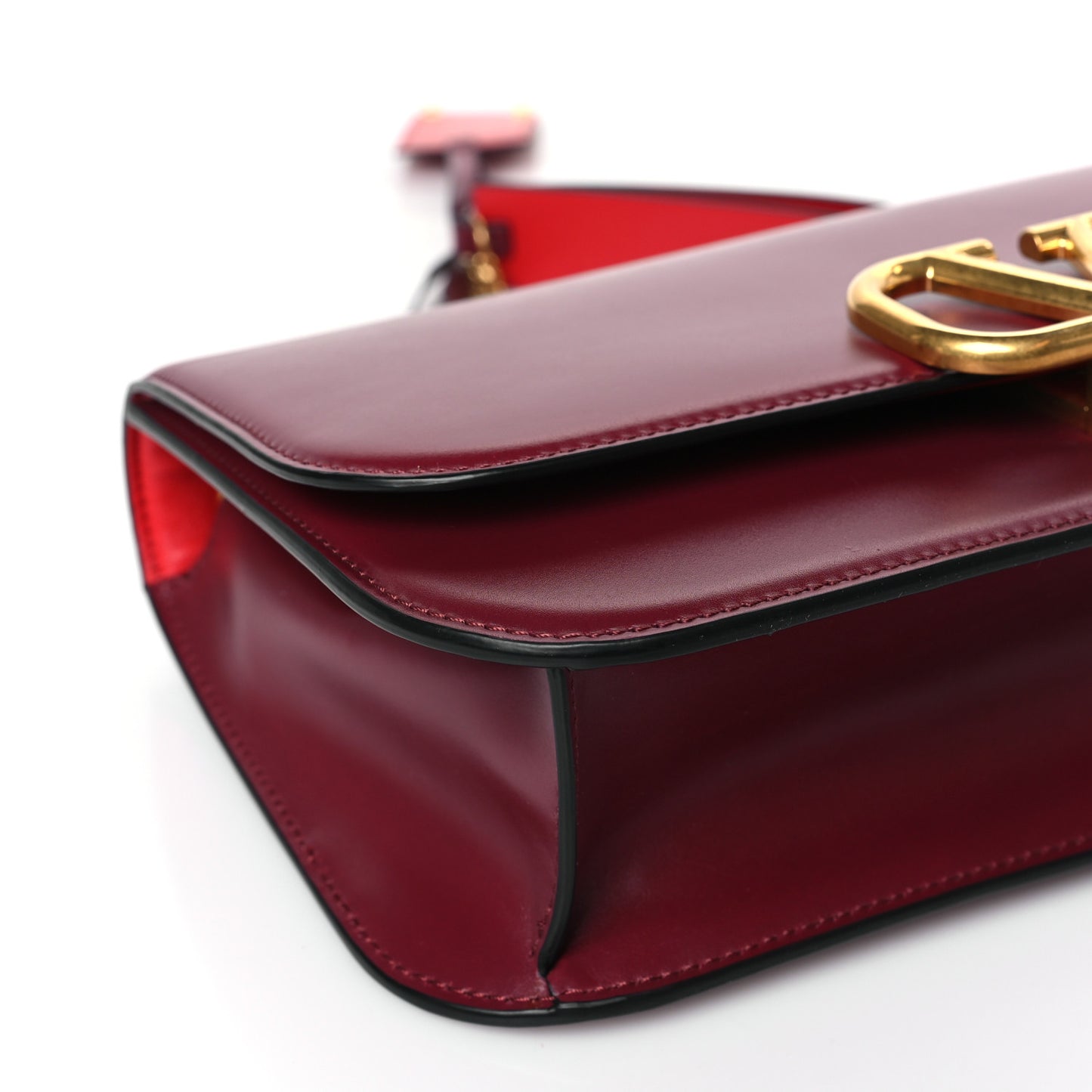 Smooth Calfskin Medium VLock Shoulder Bag Cerise
