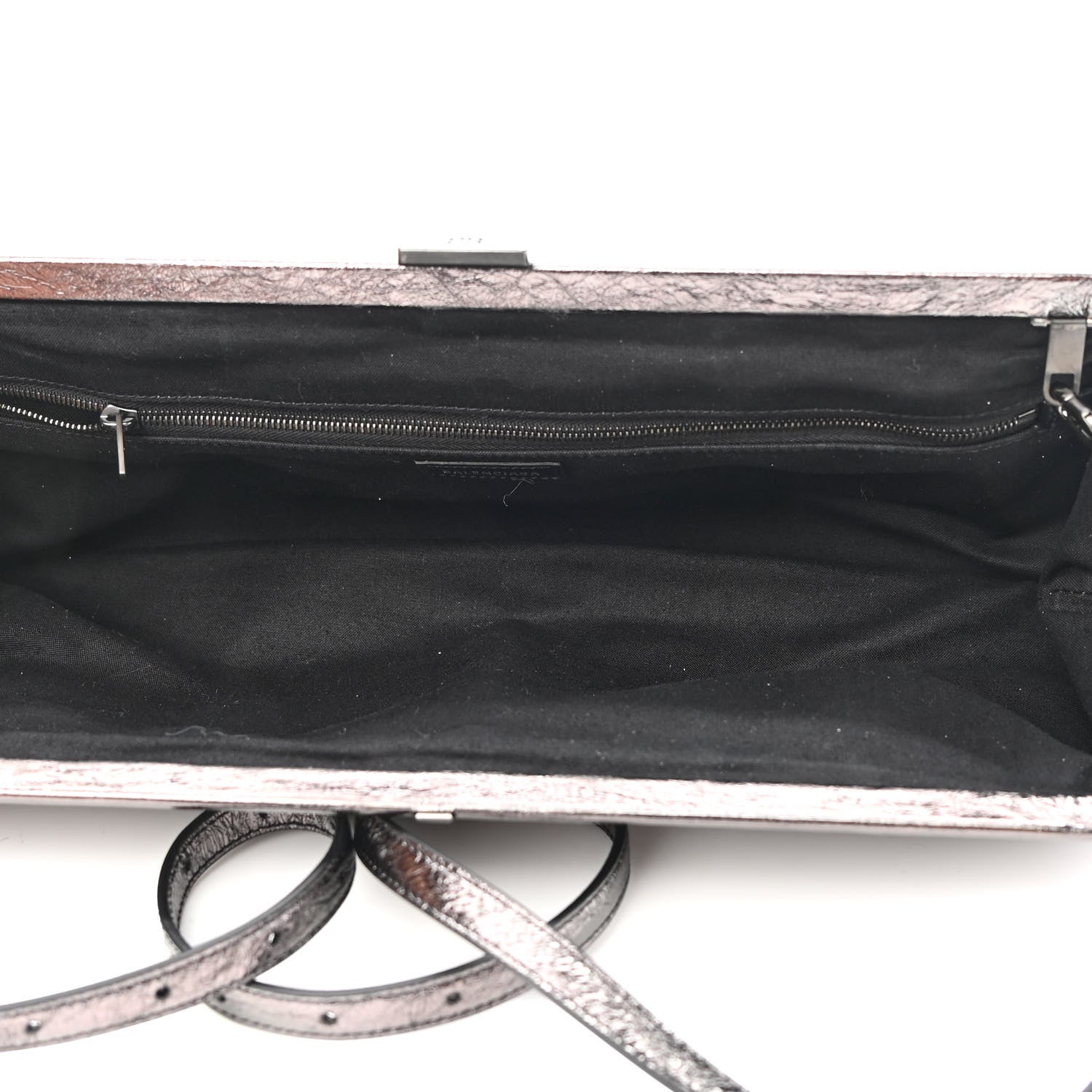 Balenciaga Metallic Textured Calfskin Logo XL Cloud Clutch Black 5 of 9