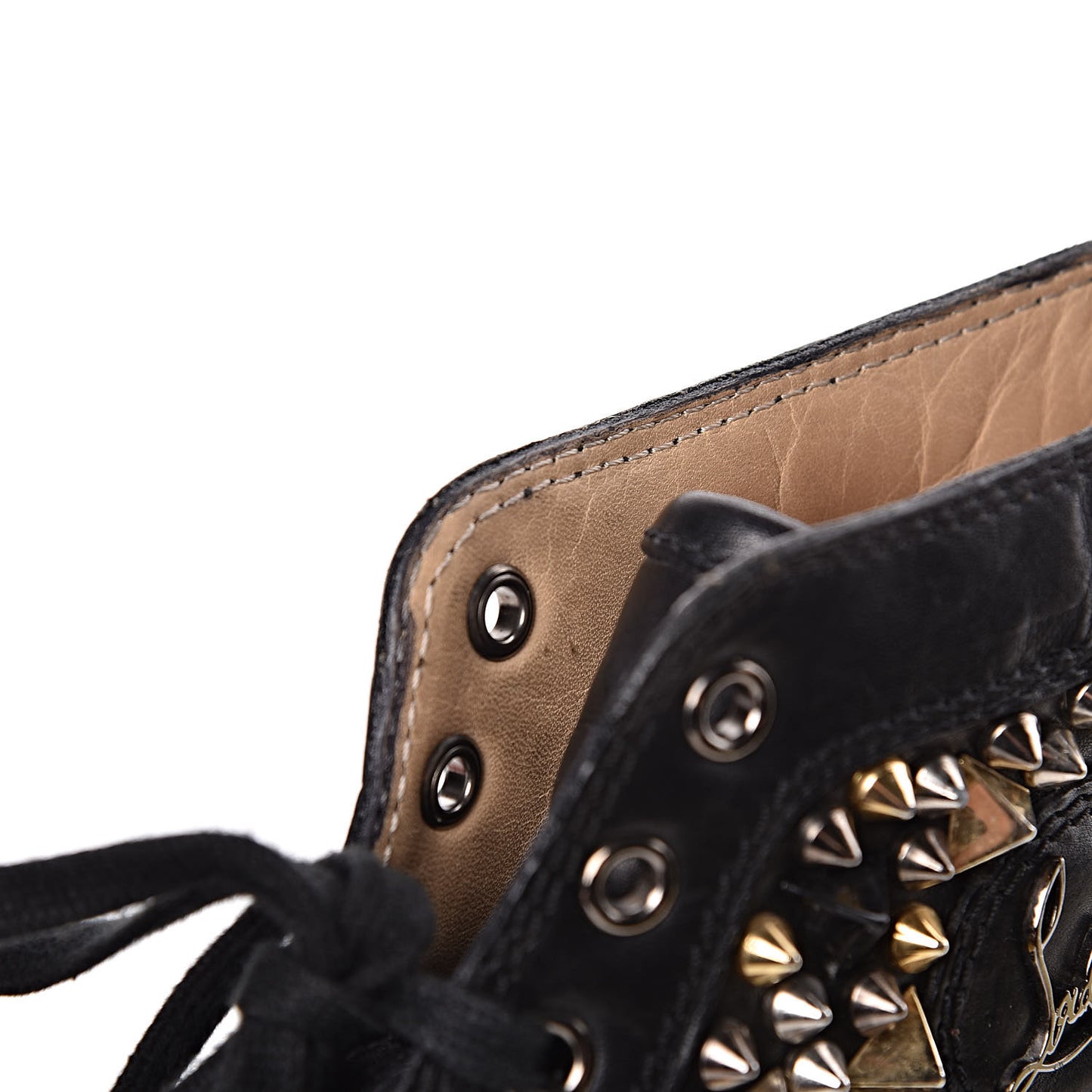 Calfskin Mens Louis Pik Pik Spikes Flat Sneakers 39 Black