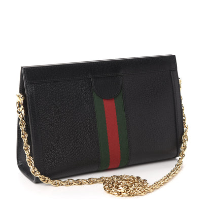 Gucci Calfskin GG Web Small Ophidia Chain Shoulder Bag Black 3 of 10