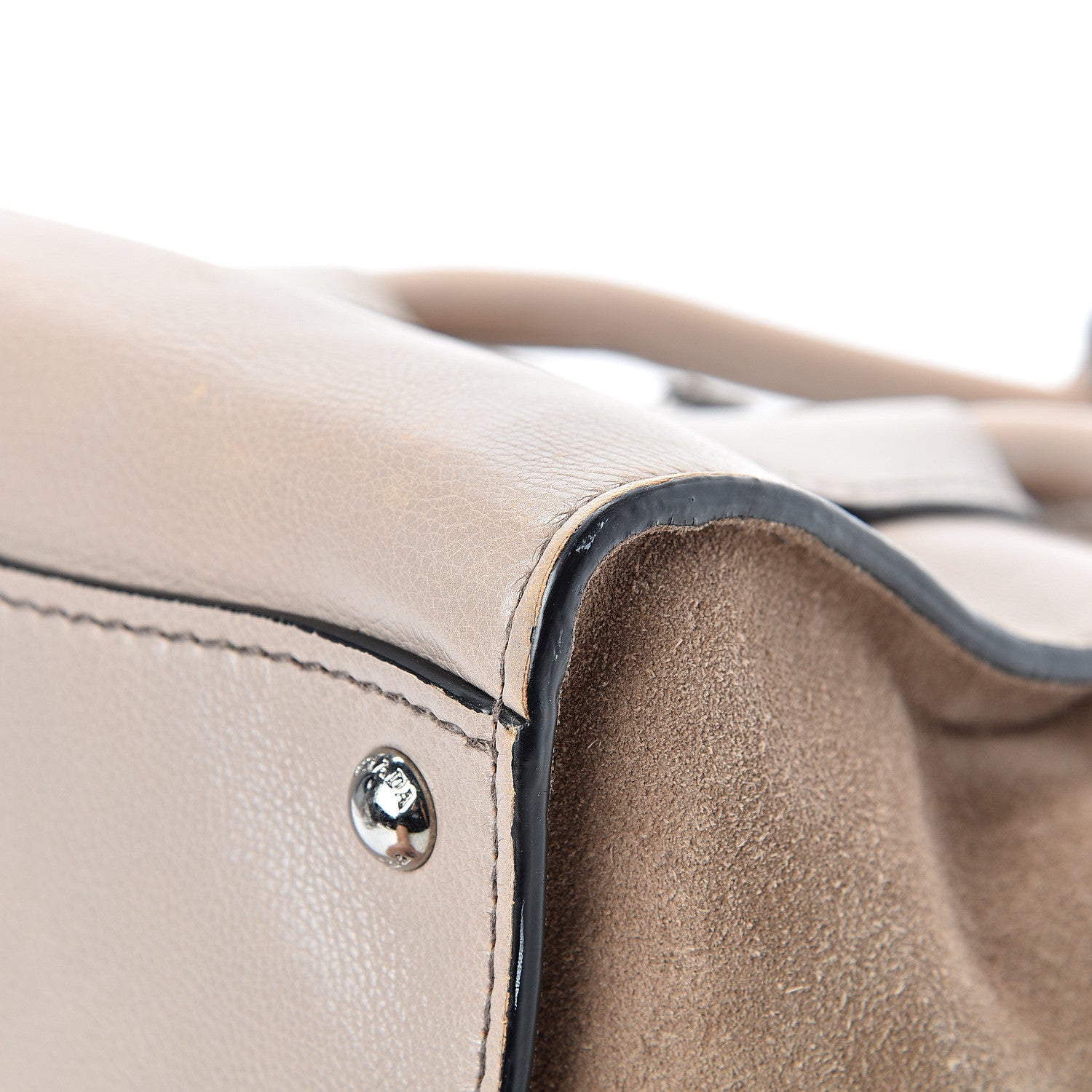 Prada Glace Calf Suede Twin Pocket Tote Pomice 10 of 21