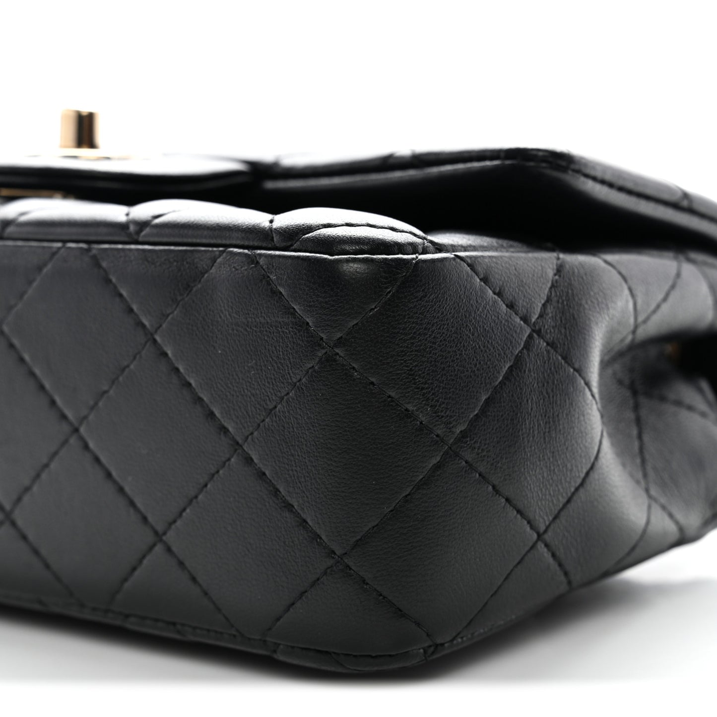 Lambskin Quilted Mini Rectangular Flap Black