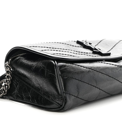 Saint Laurent Crinkled Calfskin Matelasse Monogram Niki Body Bag Black 7 of 8