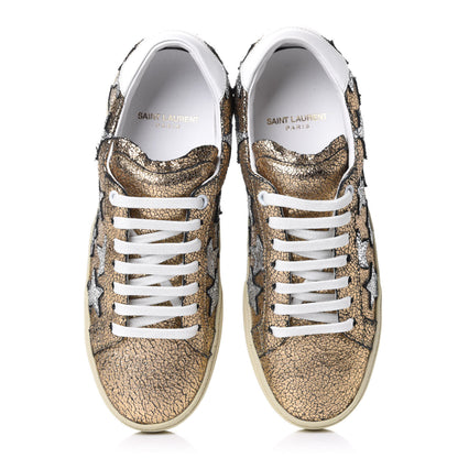 Saint Laurent Metallic Calfskin Star Court Sneakers 36 Gold White 5 of 9