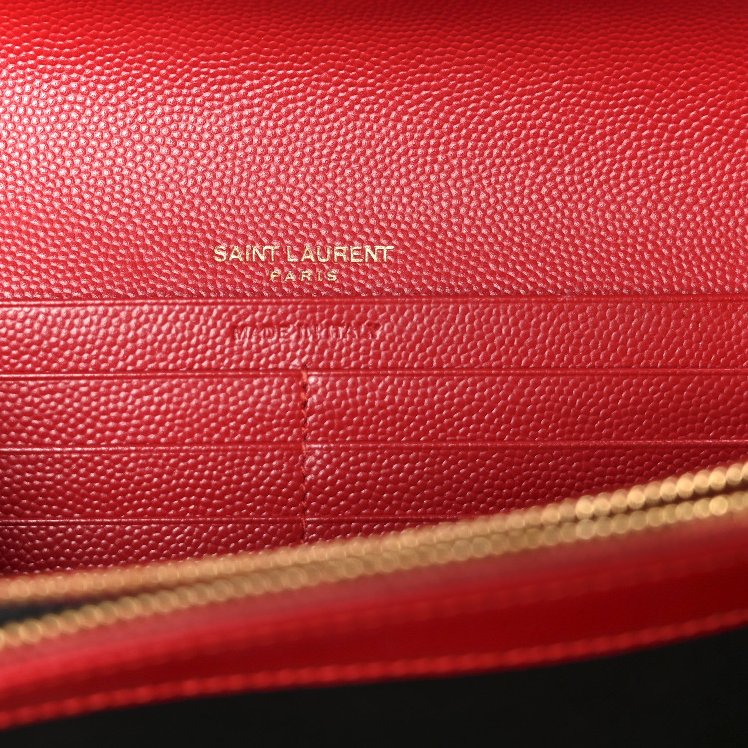 Saint Laurent Grain De Poudre Matelasse Chevron Monogram Flap Wallet Red 6 of 7