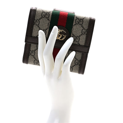 Gucci GG Supreme Monogram Web Ophidia French Flap Wallet Beige New Acero 2 of 6