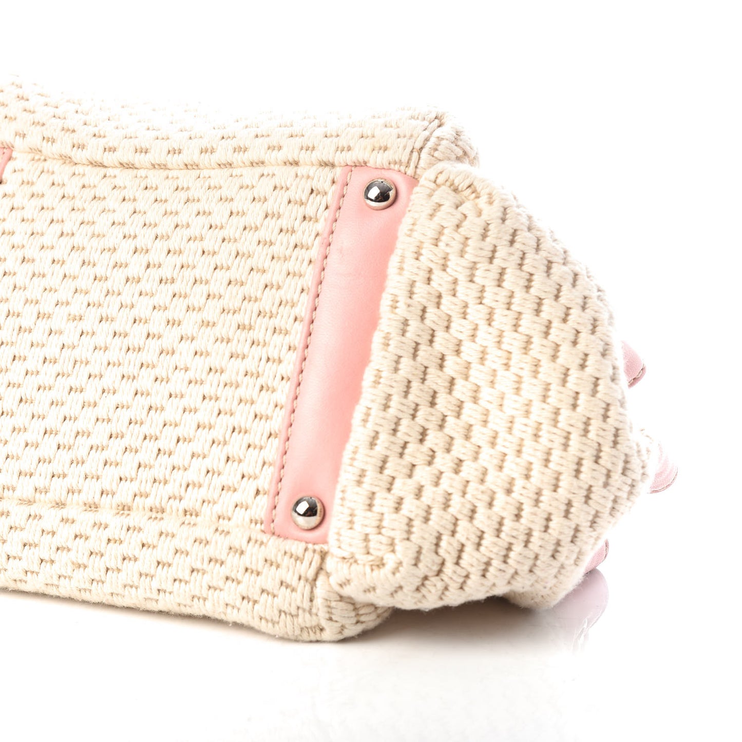 Canvas Woven Lambskin Lax Accordion Hobo Pink