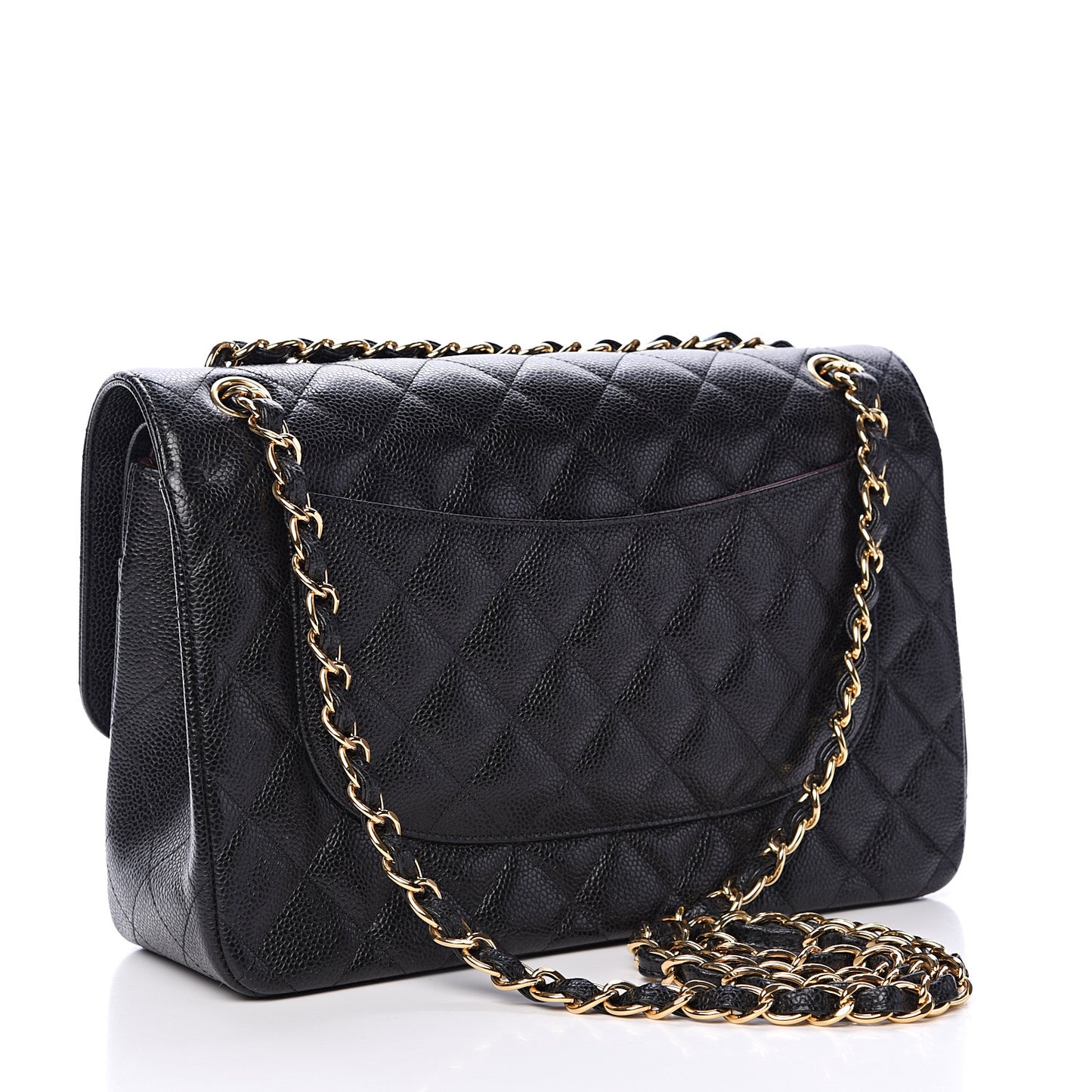 Caviar Quilted Jumbo Double Flap Black