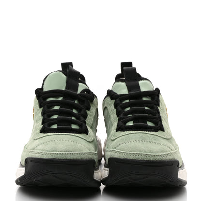 Chanel Suede Calfskin Nylon Grosgrain CC Sneakers 36.5 Light Green 2 of 9