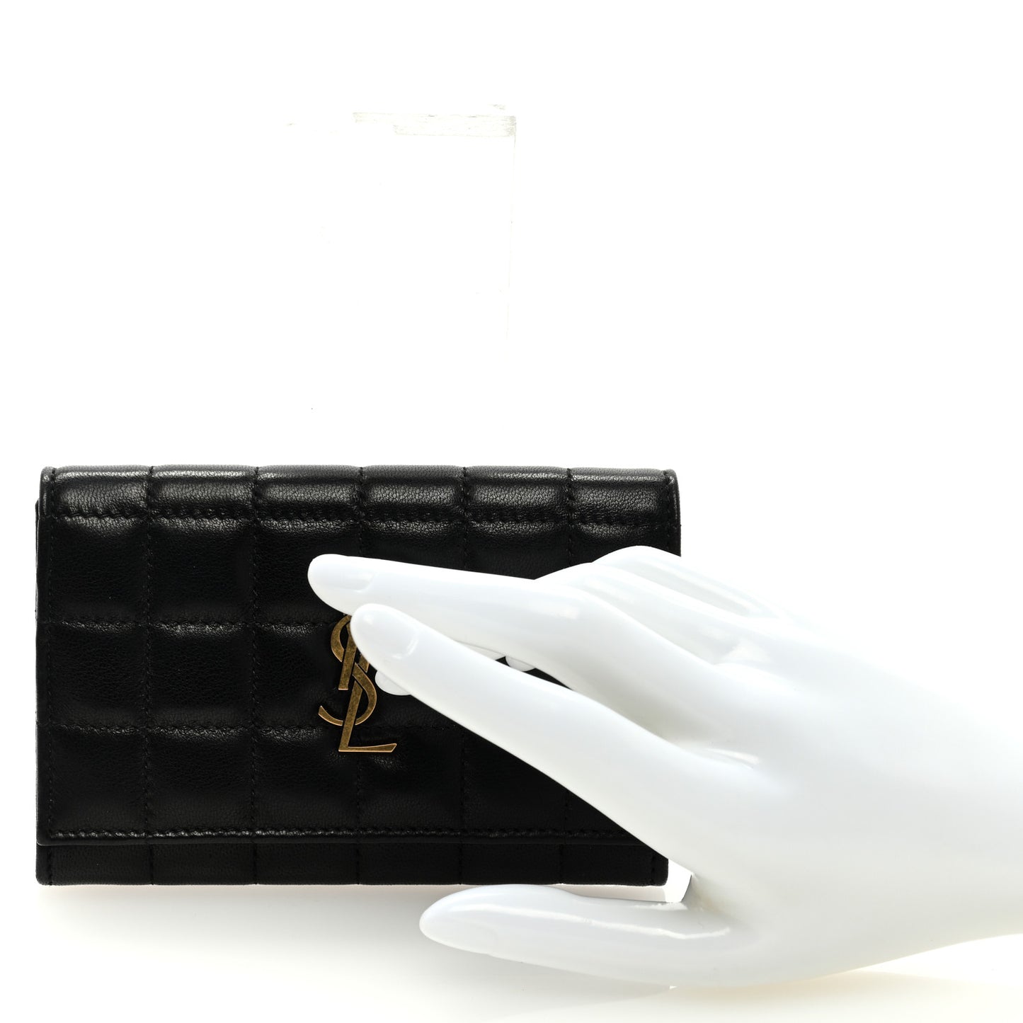 Goatskin Carre Quilted Cassandre Small Envelope Wallet Black