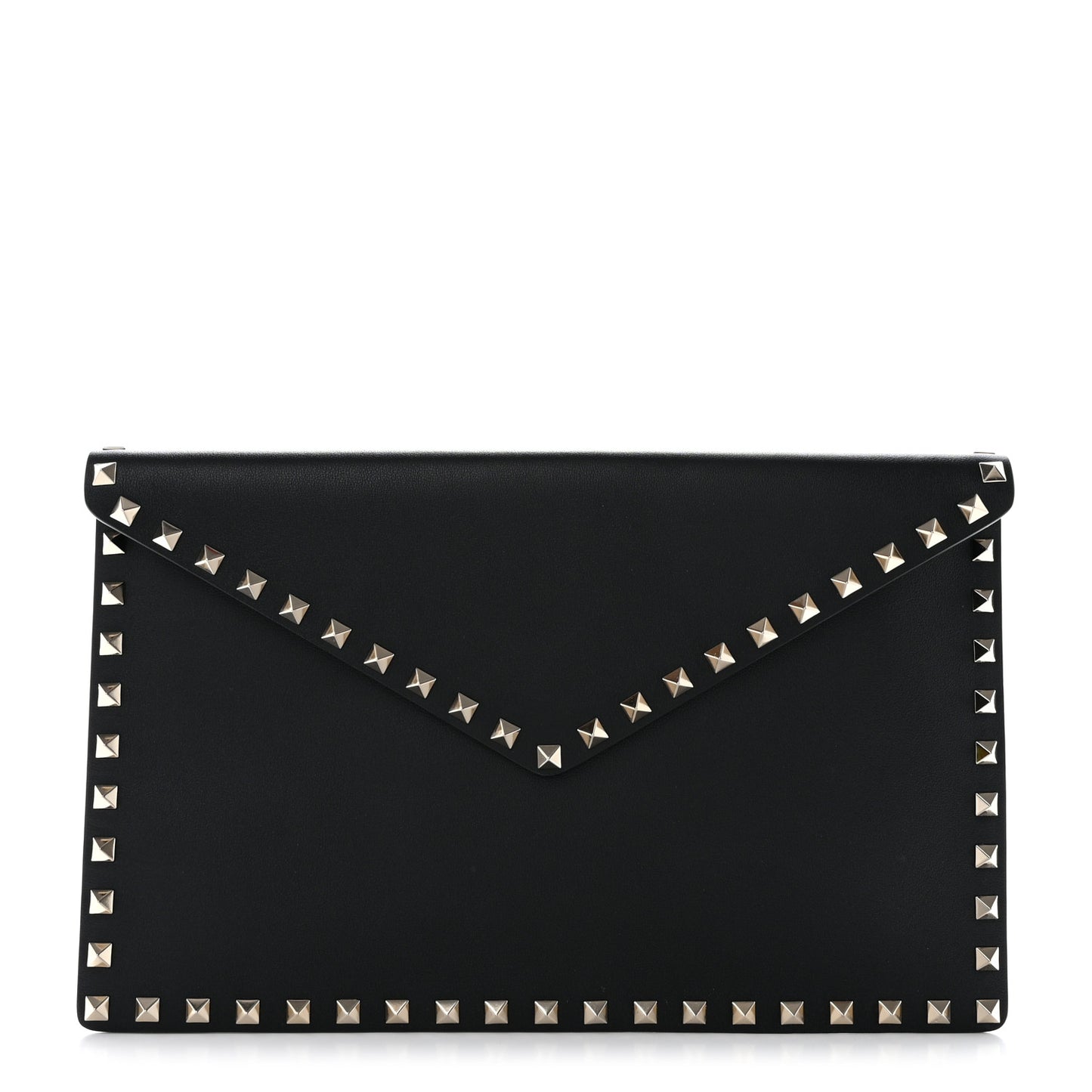 Vitello Large Rockstud Envelope Clutch Black