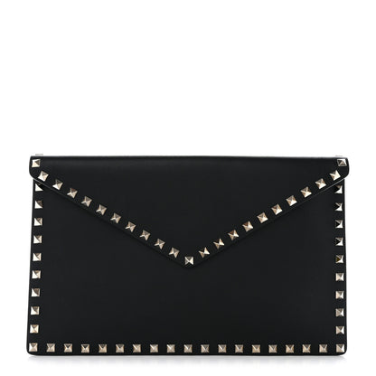 Valentino Garavani Vitello Large Rockstud Envelope Clutch Black 1 of 8
