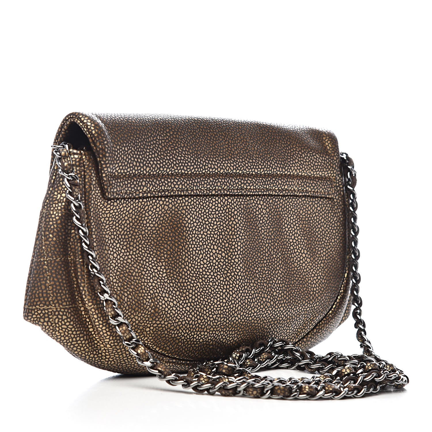 Chanel Metallic Caviar Half Moon Wallet On Chain WOC Bronze 3 of 13