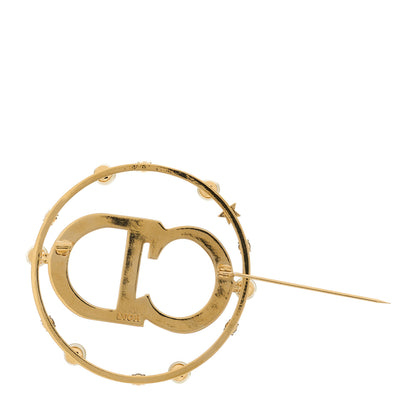 Christian Dior Crystal Pearl Clair D Lune Brooch Gold 3 of 5