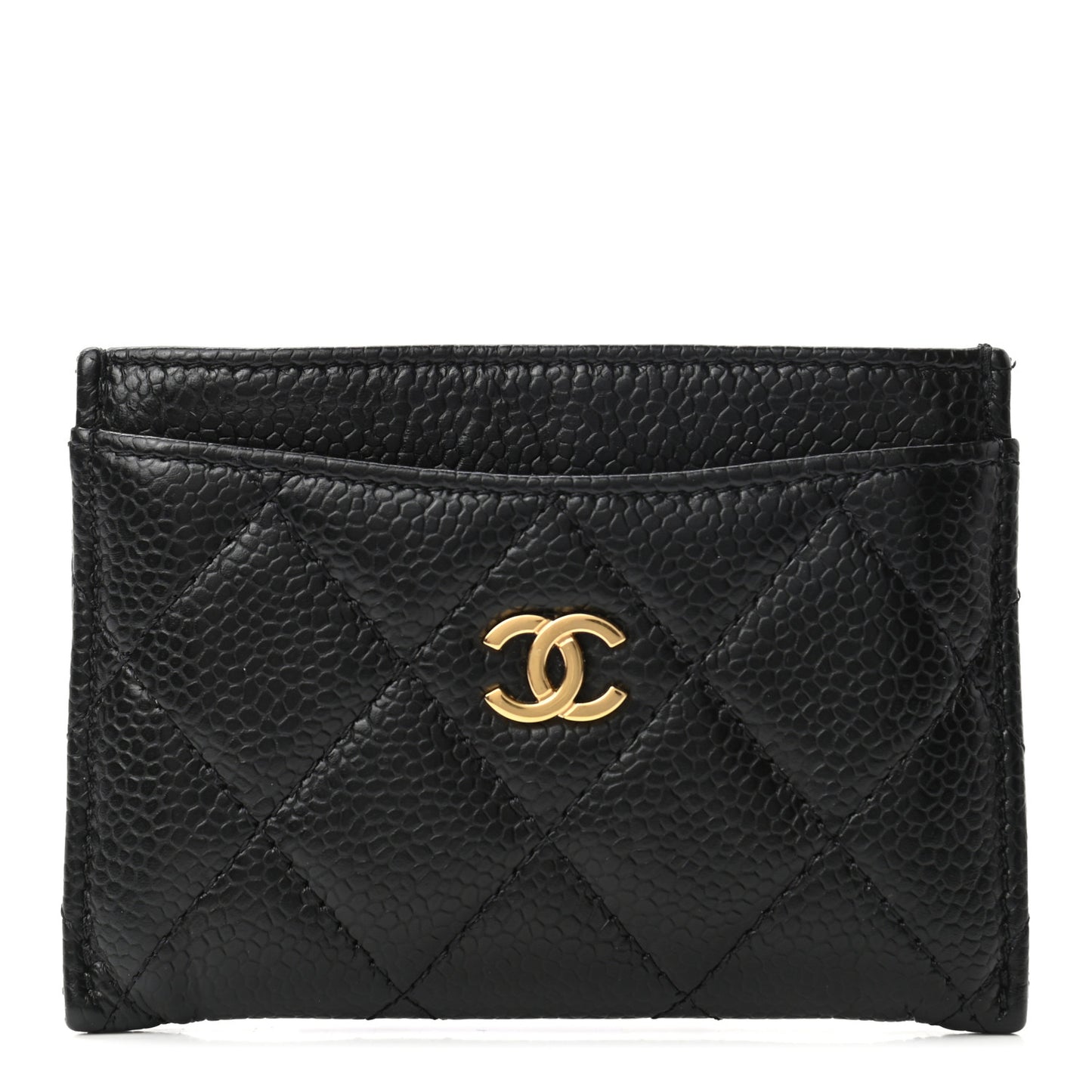 Caviar Quilted Card Holder Black