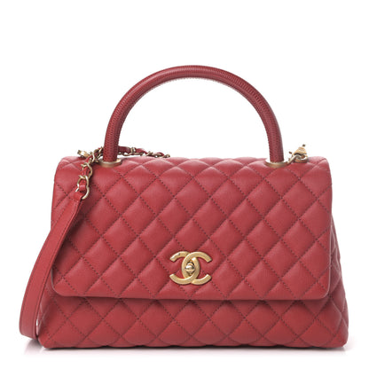 Chanel Caviar Quilted Small Coco Handle Flap Red 1 of 7