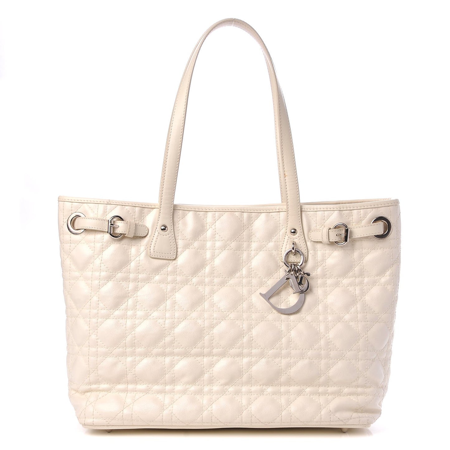 Coated Canvas Cannage Small Panarea Tote White