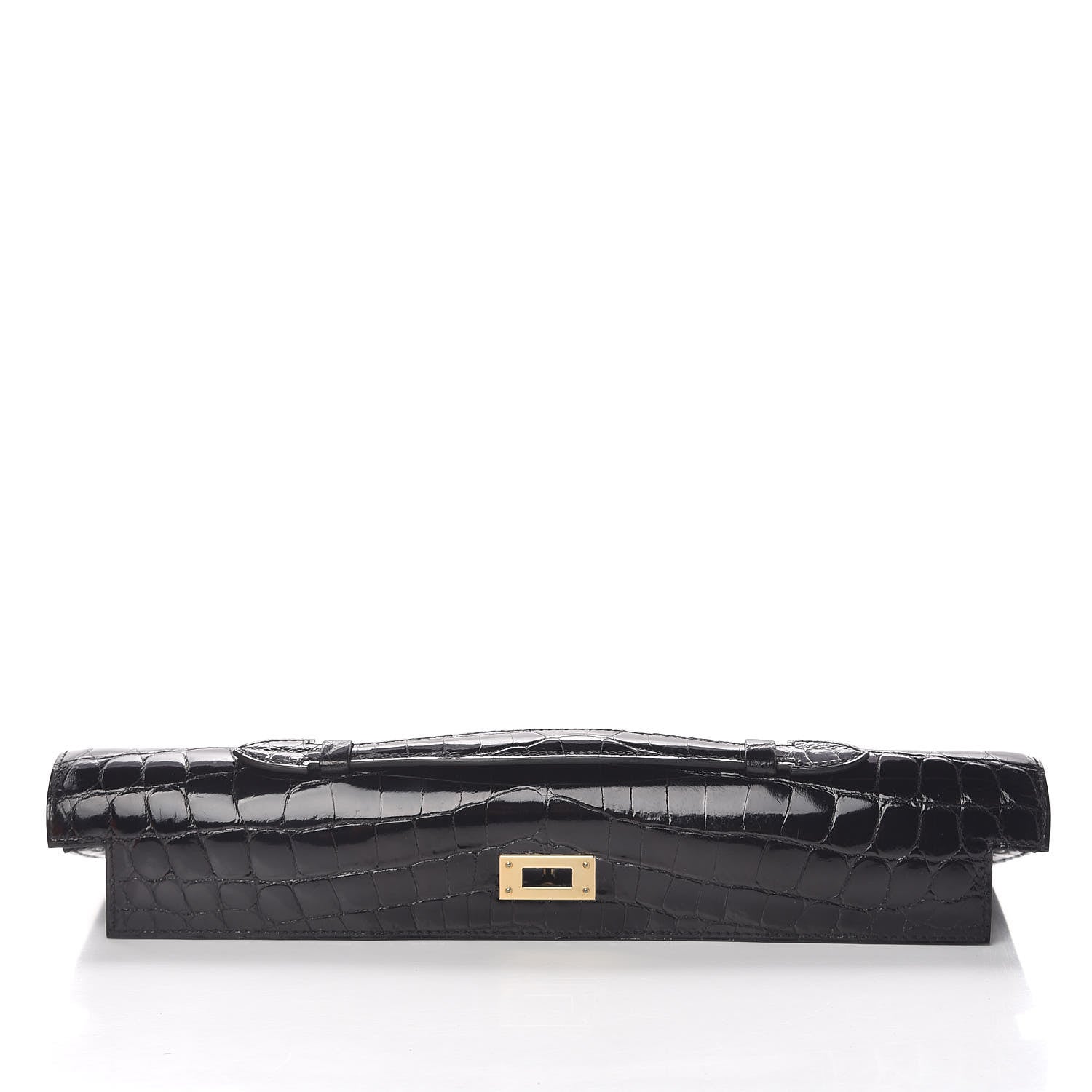 Hermes Shiny Niloticus Crocodile Kelly Cut Pochette Black 24 of 28
