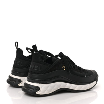 Chanel Velvet Calfskin Mixed Fibers CC Sneakers 38.5 Black 4 of 9