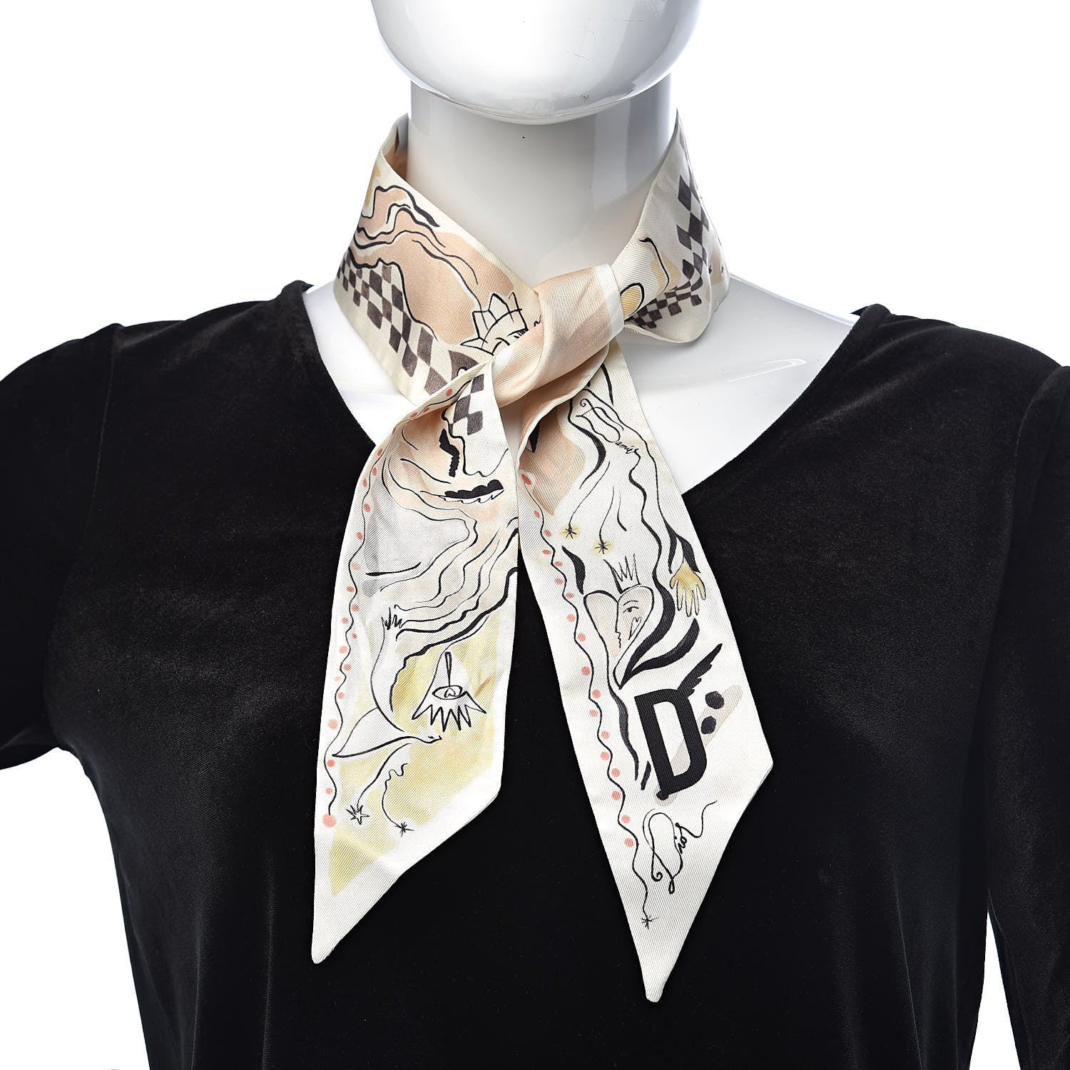 Christian Dior Silk Damier Mitzah Scarf 2 of 4