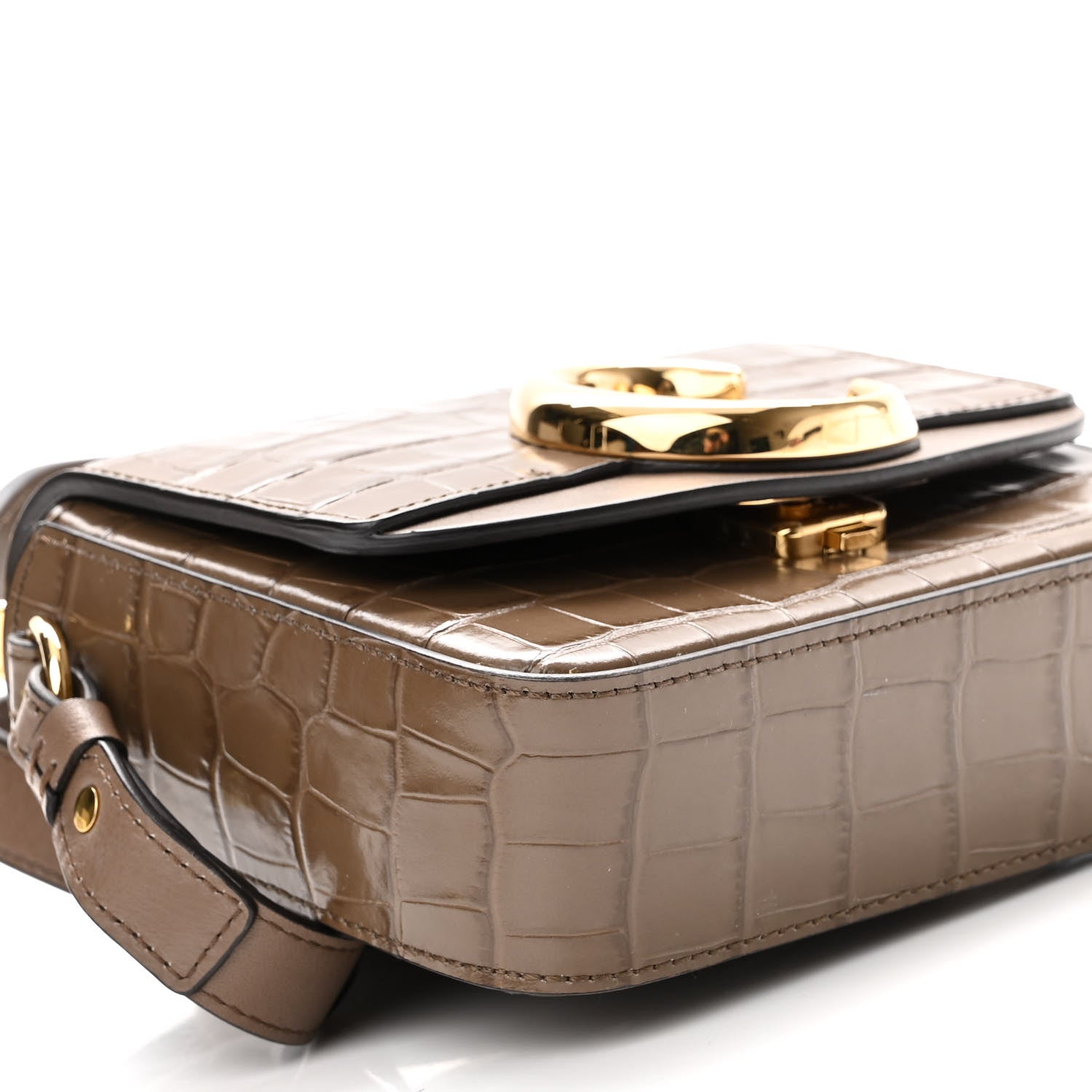 Chloe Calfskin Crocodile Embossed Mini C Bag Taupe 9 of 10