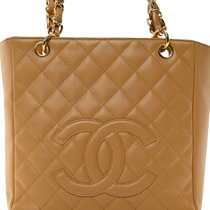 Chanel Caviar Quilted Petit Shopping Tote PST Dark Beige 8 of 10
