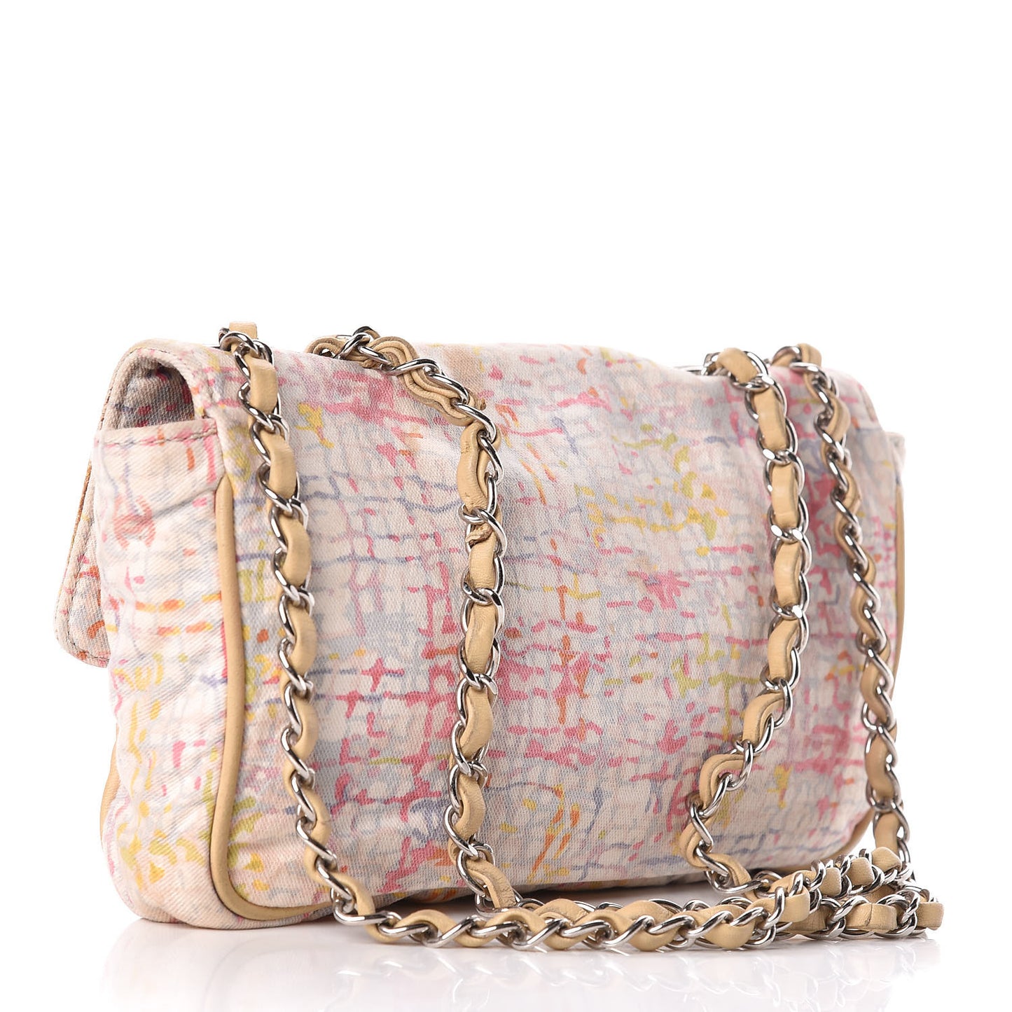 Canvas Watercolor Tweed Print Clover Small Flap Multicolor