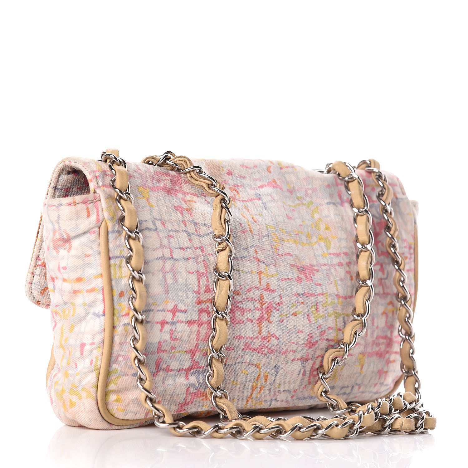 Chanel Canvas Watercolor Tweed Print Clover Small Flap Multicolor 3 of 13