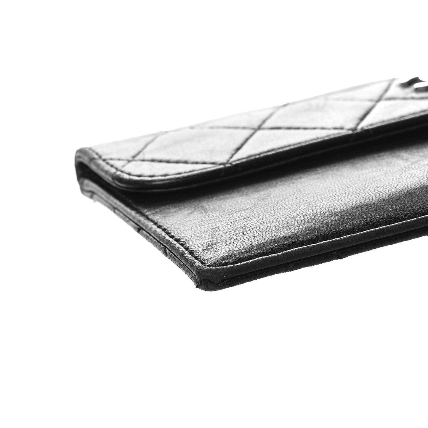 Lambskin Quilted Flap Pouch Black