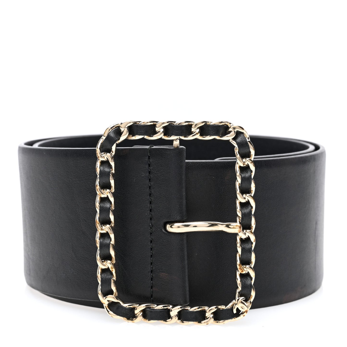 Lambskin Chain Square Buckle Belt 70 28 Black