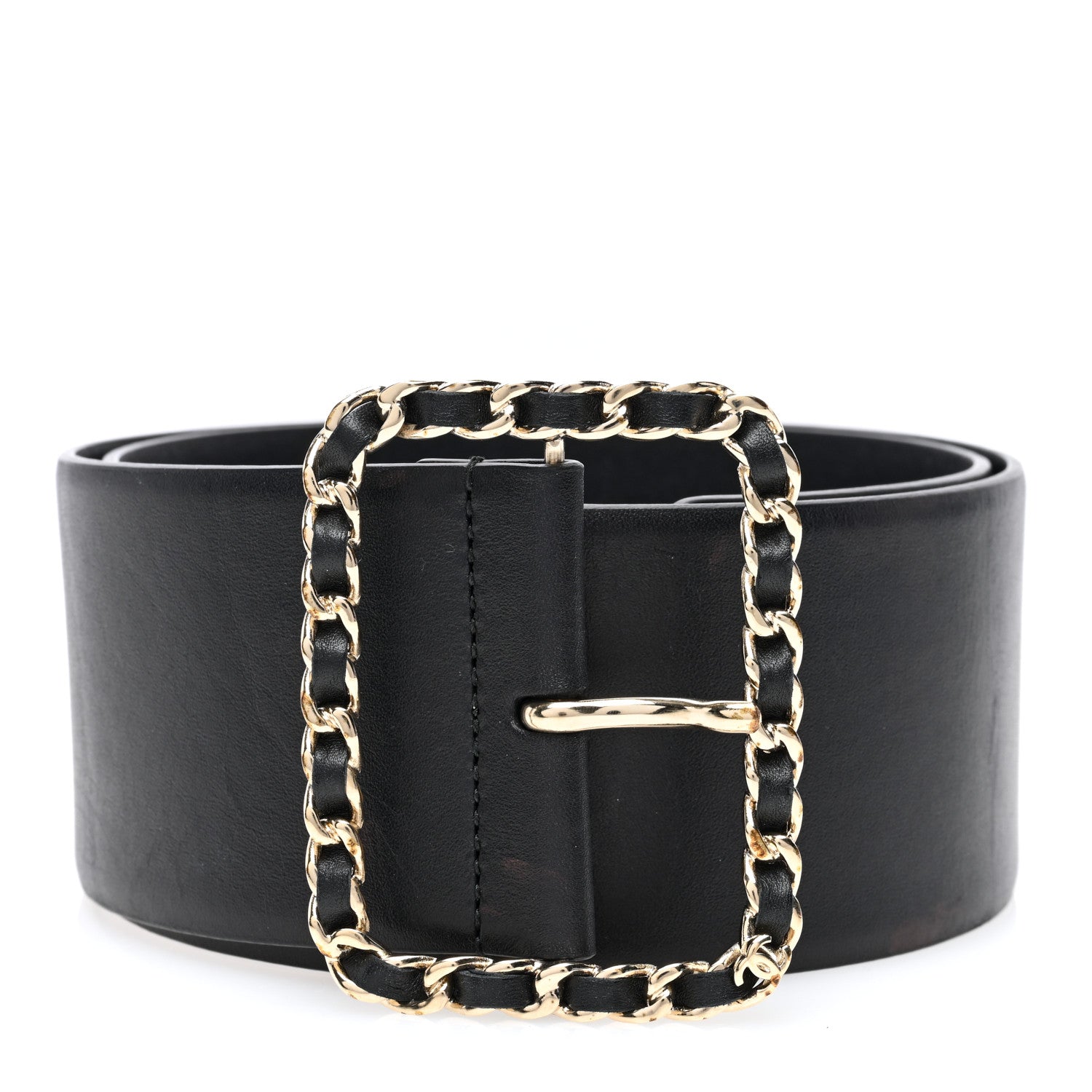 Chanel Lambskin Chain Square Buckle Belt 70 28 Black 1 of 4