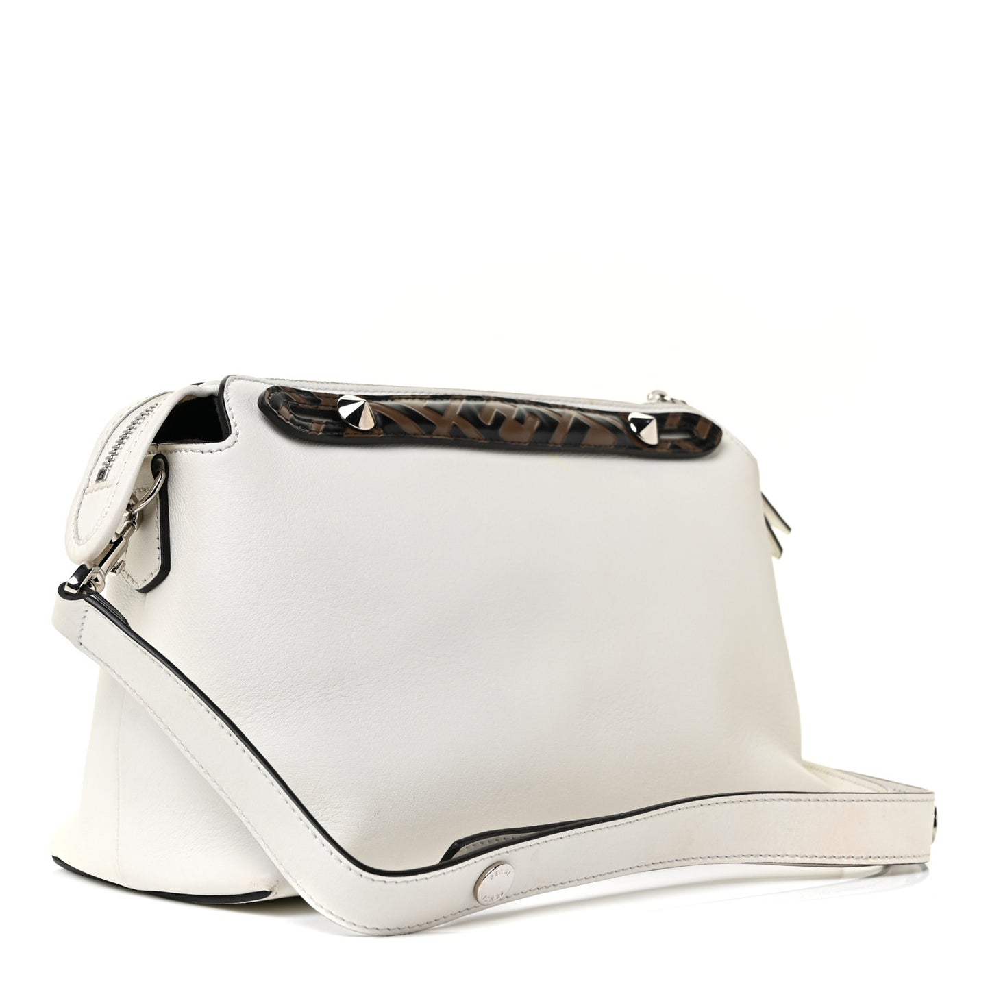 Vitello Dolce Bi-Color FF 1974 Embossed Medium By The Way Boston Bag White Ice Maya Black