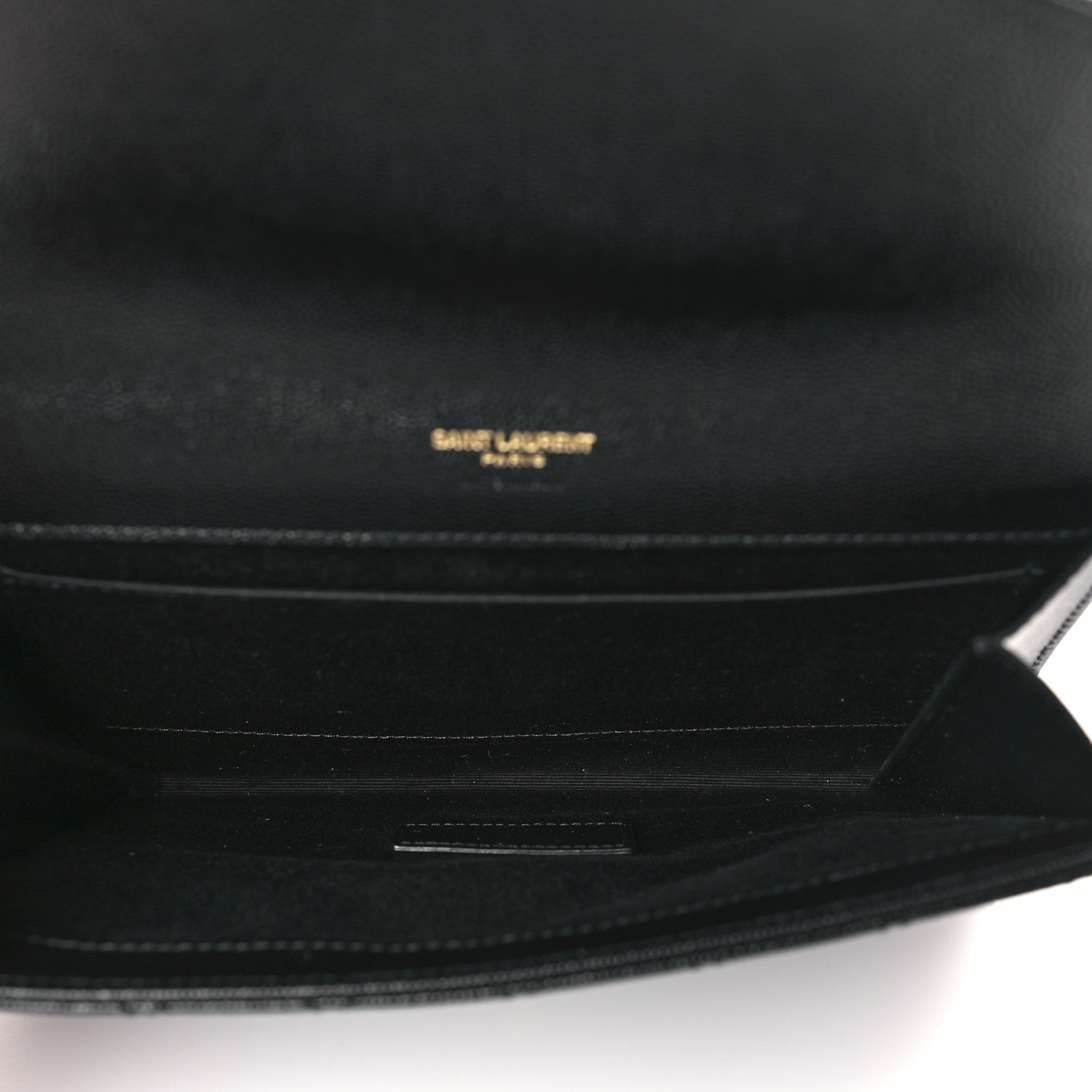 Saint Laurent Grain De Poudre Textured Mixed Matelasse Triquilt Monogram Clutch Black 5 of 10
