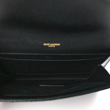 Saint Laurent Grain De Poudre Textured Mixed Matelasse Triquilt Monogram Clutch Black 5 of 10