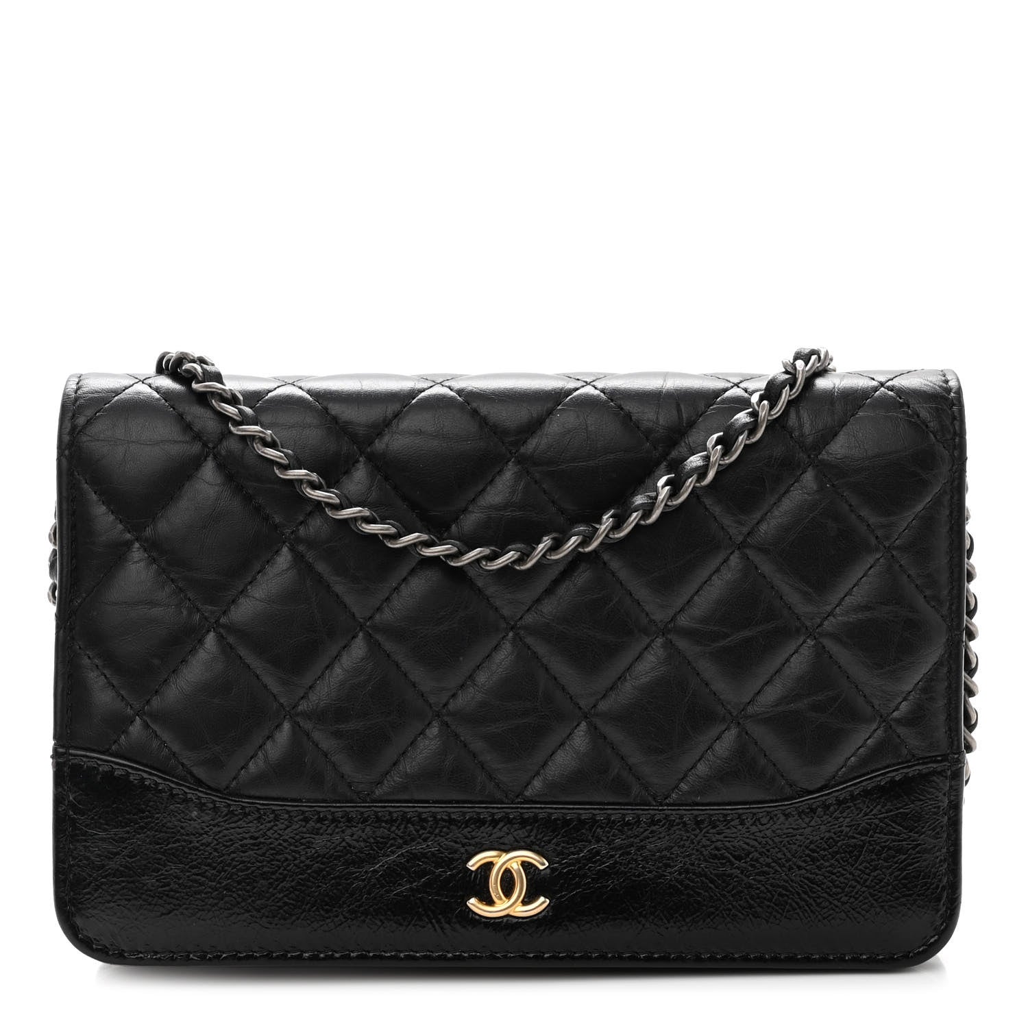 Chanel Aged Calfskin Quilted Gabrielle Wallet On Chain WOC Black 1 of 12
